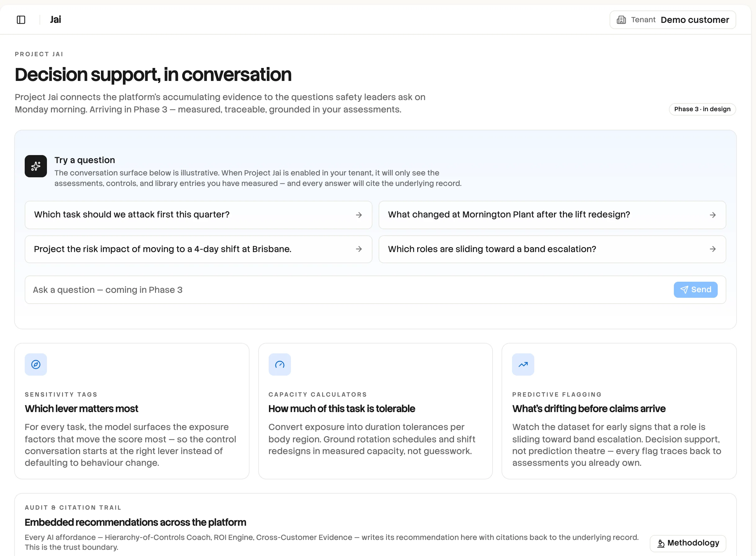 Etiscope AI: decision support in conversation, with example questions grounded in the program's assessments